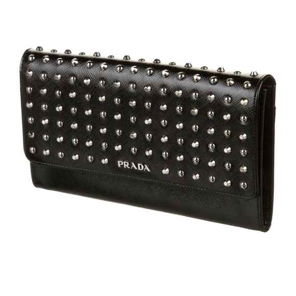 Prada Saffiano Vernice Studded Wallet Clutch - Picture 7 of 8